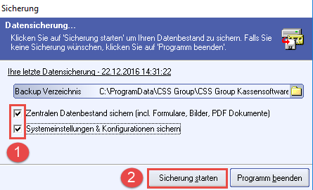 Datensicherung in der Kassensoftware