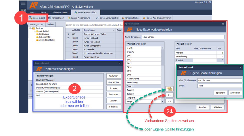 Xpress Add-On Artikelexport