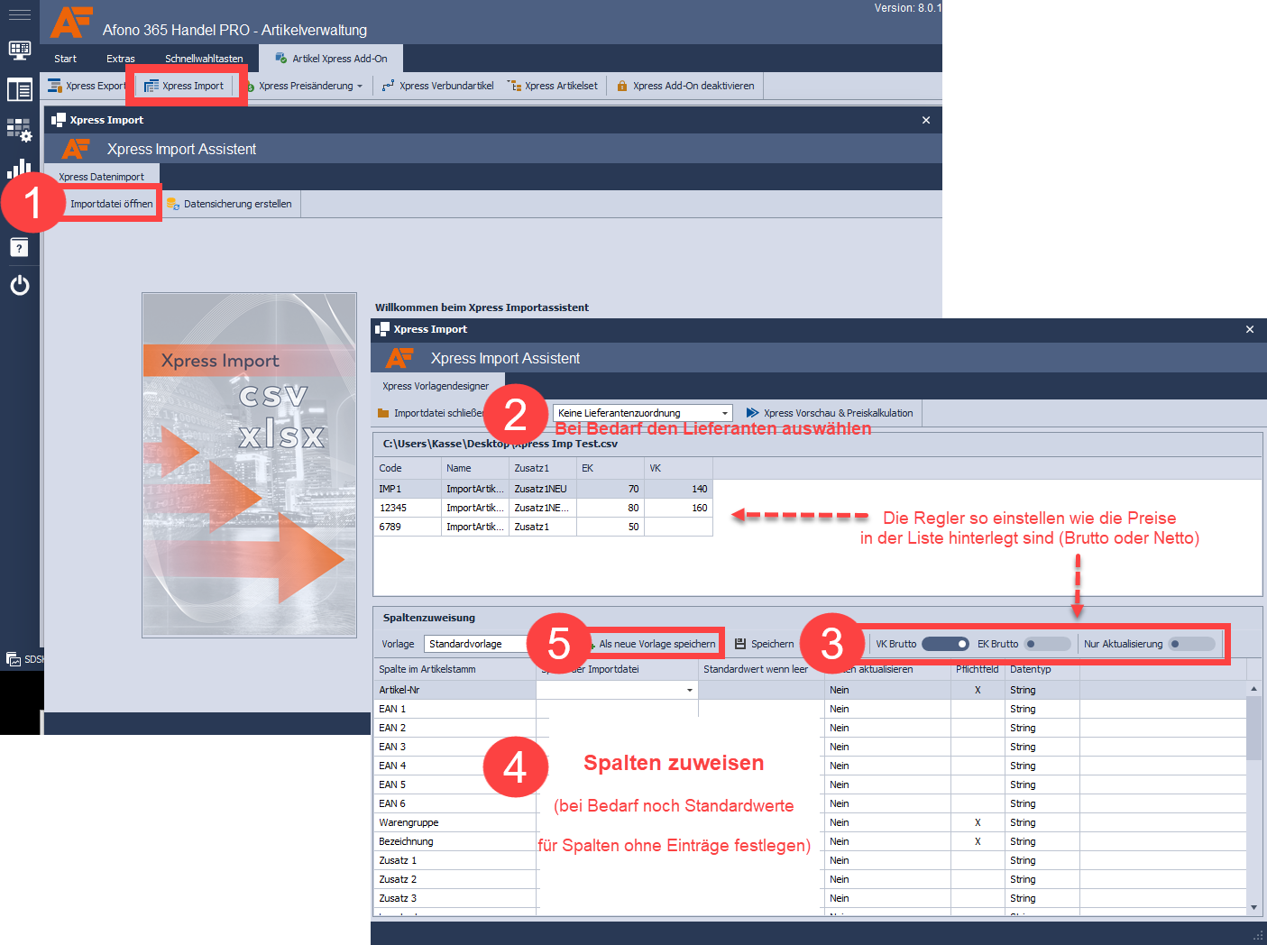 Xpress Import Designer verwenden